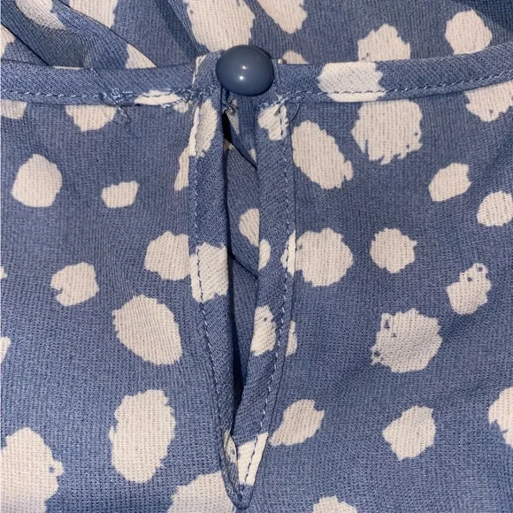 Pretty Garden Blue with White Polka Dot Long Dress Size Large - Picture 6 of 7